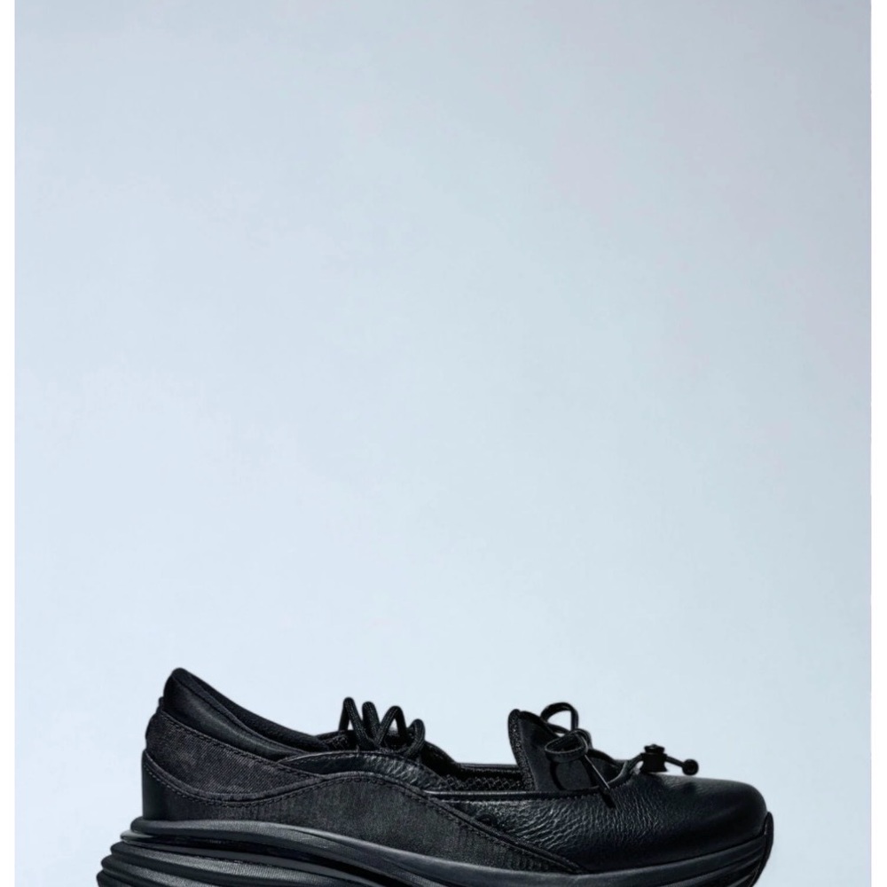 Hoka Black Leather Lace-Up Platform Loafers - Picture 3 of 3